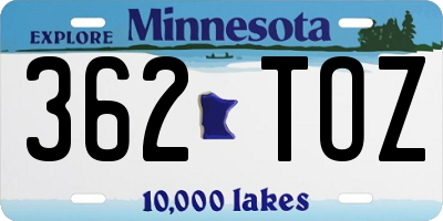 MN license plate 362TOZ