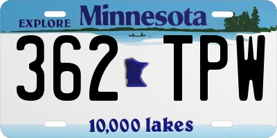 MN license plate 362TPW