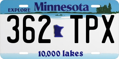 MN license plate 362TPX