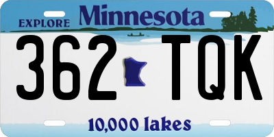 MN license plate 362TQK