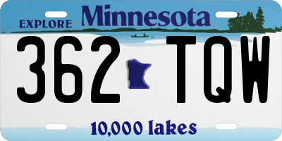 MN license plate 362TQW
