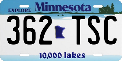 MN license plate 362TSC