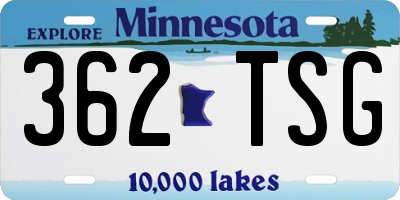 MN license plate 362TSG