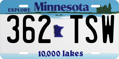 MN license plate 362TSW