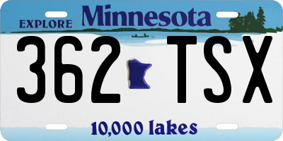 MN license plate 362TSX