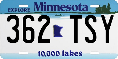 MN license plate 362TSY