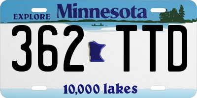 MN license plate 362TTD