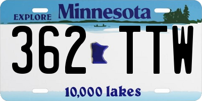 MN license plate 362TTW