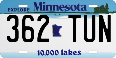 MN license plate 362TUN