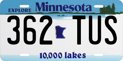 MN license plate 362TUS