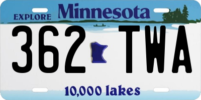 MN license plate 362TWA