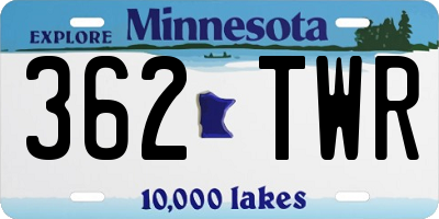 MN license plate 362TWR