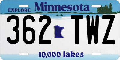 MN license plate 362TWZ