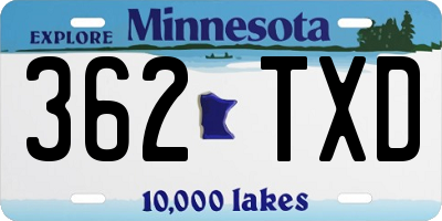 MN license plate 362TXD
