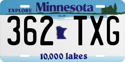 MN license plate 362TXG