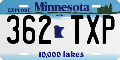MN license plate 362TXP