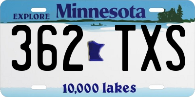 MN license plate 362TXS