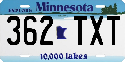 MN license plate 362TXT