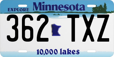 MN license plate 362TXZ