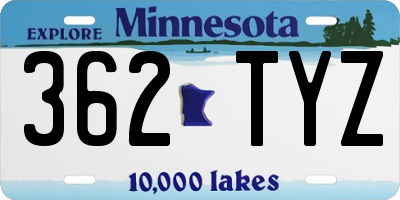 MN license plate 362TYZ