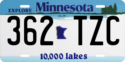 MN license plate 362TZC
