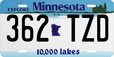 MN license plate 362TZD