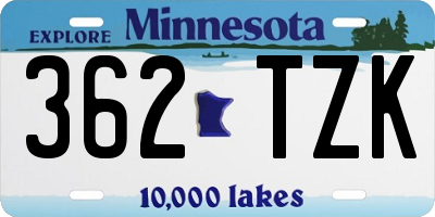 MN license plate 362TZK