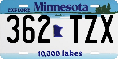 MN license plate 362TZX