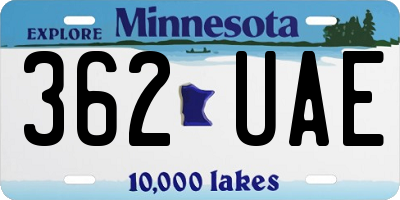 MN license plate 362UAE