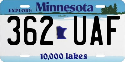 MN license plate 362UAF