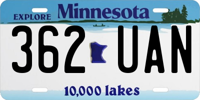 MN license plate 362UAN