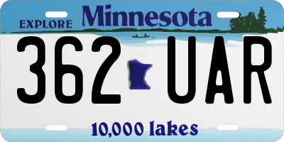 MN license plate 362UAR