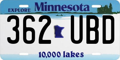 MN license plate 362UBD