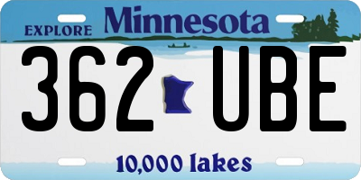MN license plate 362UBE
