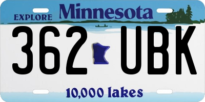 MN license plate 362UBK