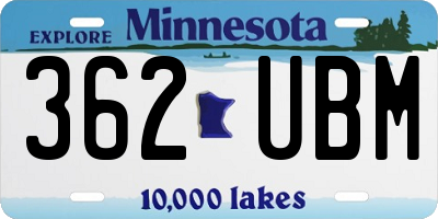 MN license plate 362UBM