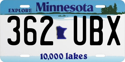 MN license plate 362UBX