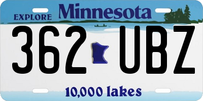MN license plate 362UBZ