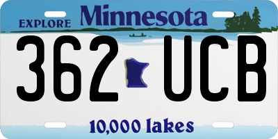 MN license plate 362UCB