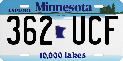 MN license plate 362UCF