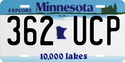 MN license plate 362UCP