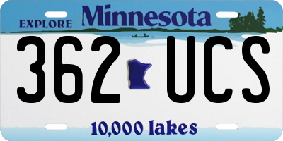 MN license plate 362UCS