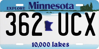 MN license plate 362UCX