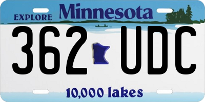 MN license plate 362UDC