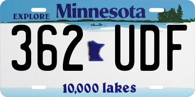 MN license plate 362UDF