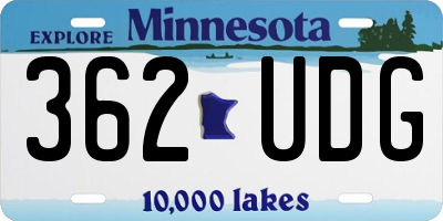 MN license plate 362UDG