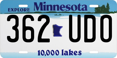 MN license plate 362UDO
