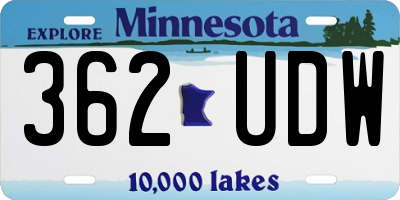 MN license plate 362UDW