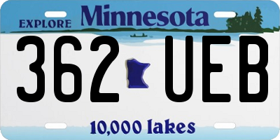 MN license plate 362UEB