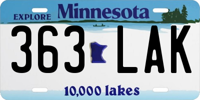 MN license plate 363LAK